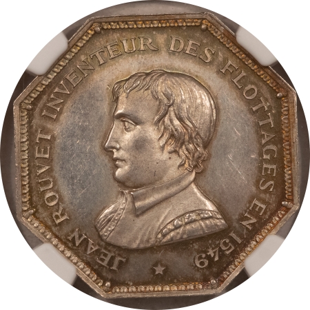 Exonumia (1813) FRANCE SILVER JETON, PARIS DRIFTWOOD TRADE, BRAMSEN-1313, 33MM NGC MS-64