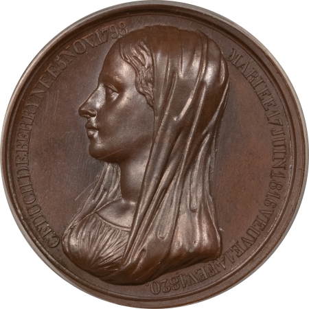 Exonumia 1820 FRANCE DUCHESS OF BERRY BRONZE MEDAL, 40MM, PCGS SP-64, PROOFLIKE & LOVELY