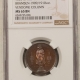 Exonumia 1842 DATED FRANCE BR MEDAL LOUIS PHILIPPE I EQUESTRIAN MONUMENT 27MM NGC MS66 BN