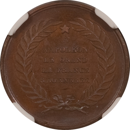 Exonumia 1833 DATED FRANCE BRONZE MEDAL, VENDOME COLUMN, NAPOLEON, 24MM, NGC MS-65 BN WOW