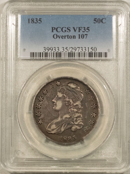 Early Halves 1835 CAPPED BUST HALF DOLLAR, O-107 – PCGS VF-35