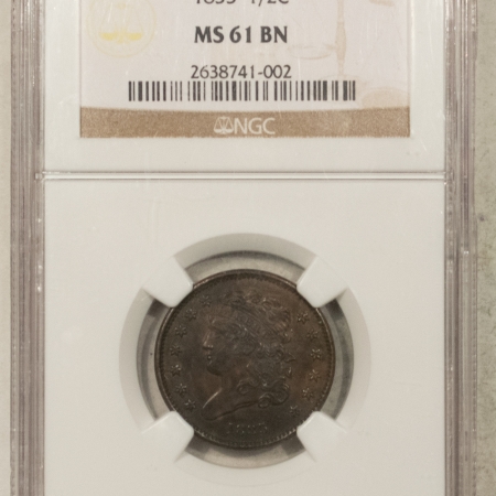 Classic Head Half Cents 1835 CLASSIC HEAD HALF CENT – NGC MS-61 BN