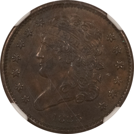 Classic Head Half Cents 1835 CLASSIC HEAD HALF CENT – NGC MS-61 BN