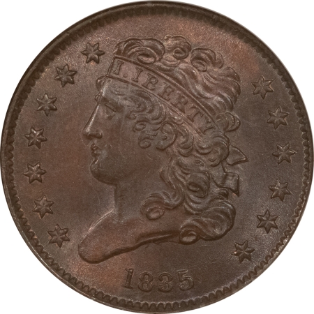 CAC Approved Coins 1835 CLASSIC HEAD HALF CENT – NGC MS-64 BN, FATTIE, PREMIUM QUALITY & CAC!