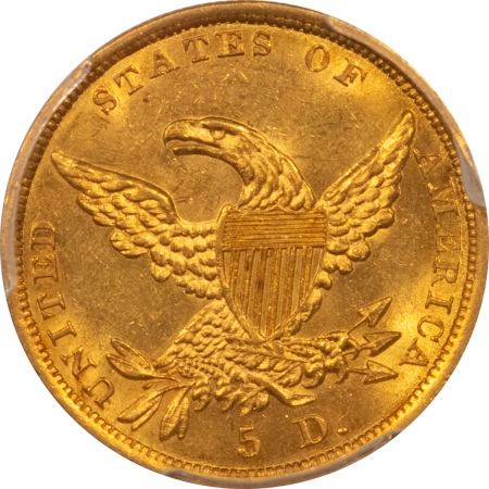 $5 1836 $5 CLASSIC HEAD GOLD HALF EAGLE – PCGS MS-62, ORIGINAL WITH CHOICE LOOK!