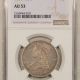 Liberty Seated Halves 1843 LIBERTY SEATED HALF DOLLAR, REV RIM-TO-RIM DIE CRACK – AU DETAILS, CLEANED