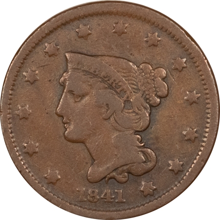 Braided Hair Large Cents 1841 LARGE CENT – PLEASING CIRCULATED EXAMPLE