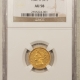 $2.50 1843-O $2.50 LIBERTY GOLD QUARTER EAGLE, SMALL DATE – PCGS MS-61, VERY SCARCE!