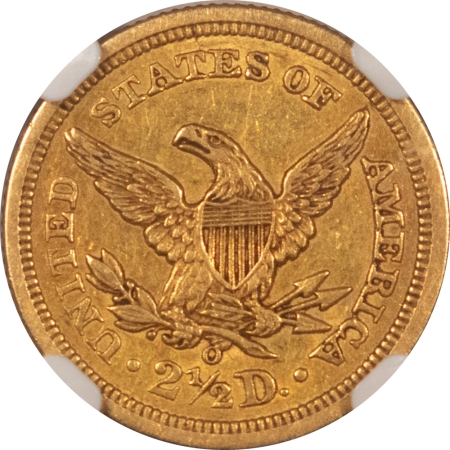 $2.50 1842-O $2.50 LIBERTY GOLD QUARTER EAGLE – NGC AU-58, RARE!