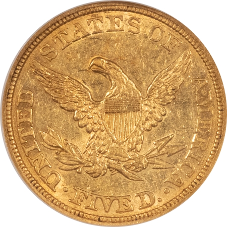 $5 1843 NO MOTTO $5 LIBERTY GOLD HALF EAGLE – NGC AU-58