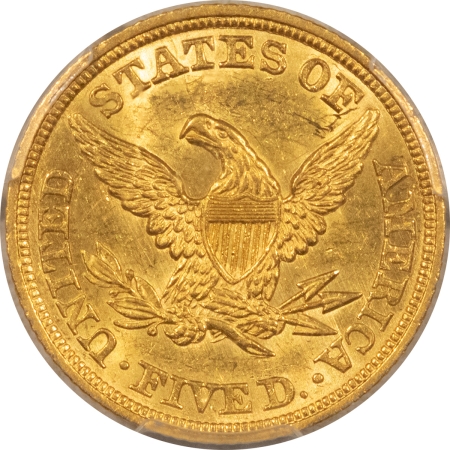 $5 1845 NO MOTTO $5 LIBERTY GOLD HALF EAGLE – PCGS AU-58+, SCARCE, PREMIUM QUALITY!