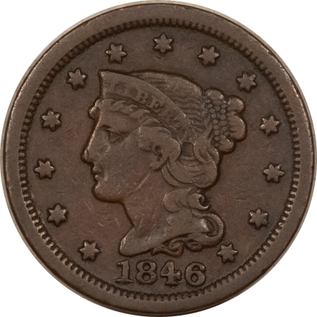 Braided Hair Large Cents 1846 LARGE CENT, SMALL DATE – HIGH GRADE CIRCULATED EXAMPLE