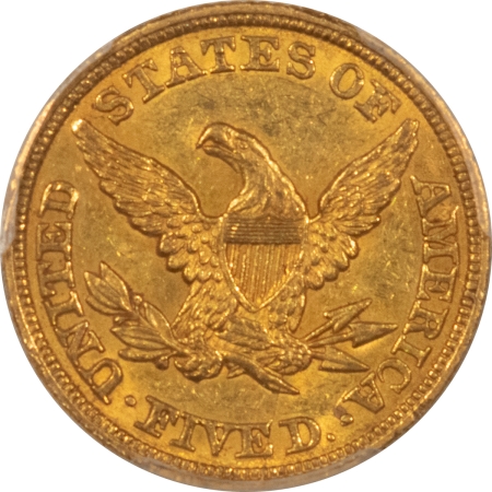 $5 1847 NO MOTTO $5 LIBERTY GOLD HALF EAGLE – PCGS AU-58, REPUNCHED DATE!