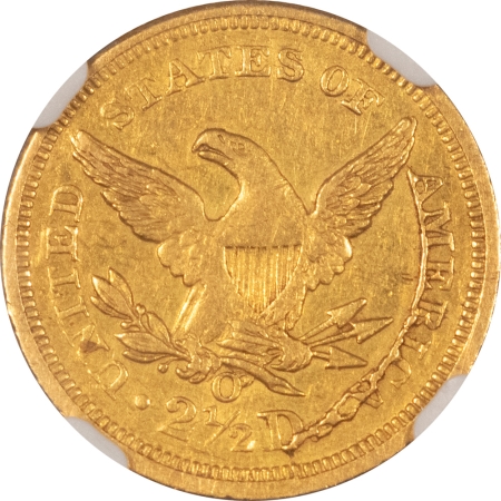 $2.50 1847-O $2.50 LIBERTY GOLD QUARTER EAGLE NGC AU-53, MINT ERROR RETAINED DIE BREAK