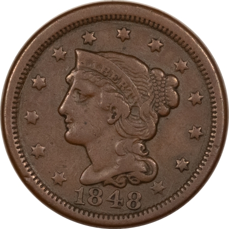 Braided Hair Large Cents 1848 LARGE CENT – HIGH GRADE CIRCULATED EXAMPLE