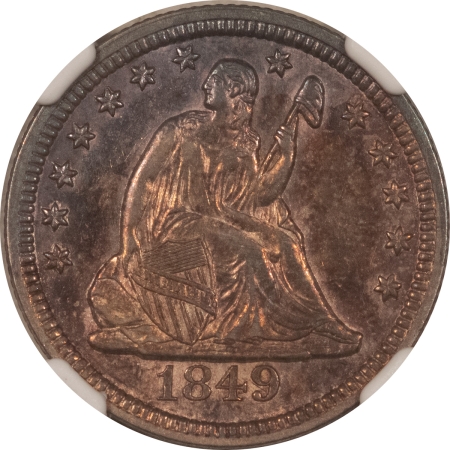 Liberty Seated Quarters 1849 SEATED LIBERTY QUARTER – NGC AU-58, TOUGH!