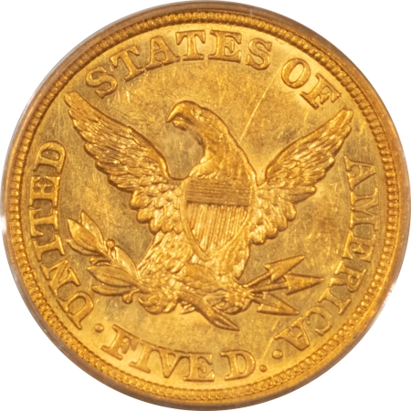 $5 1850 NO MOTTO $5 LIBERTY GOLD HALF EAGLE – PCGS AU-58, TOUGH DATE!