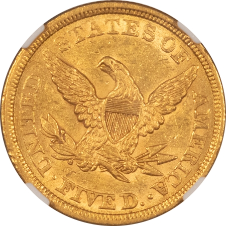 $5 1851 NO MOTTO $5 LIBERTY GOLD HALF EAGLE – NGC MS-61