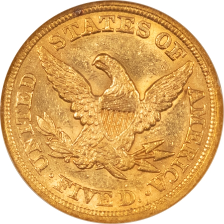 $5 1852 NO MOTTO $5 LIBERTY GOLD HALF EAGLE – NGC AU-58, CAC APPROVED! FLASHY!