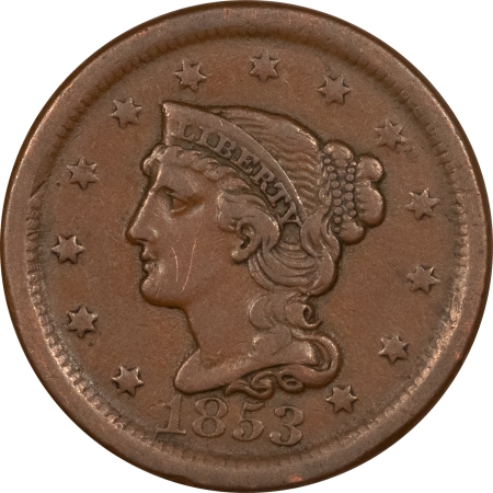 Braided Hair Large Cents 1853 LARGE CENT – HIGH GRADE EXAMPLE