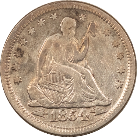 Liberty Seated Quarters 1854 SEATED LIBERTY QUARTER, WITH ARROWS – HIGH GRADE BUT HARSHLY CLEANED!