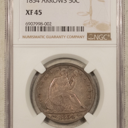 New Store Items 1854 SEATED LIBERTY HALF DOLLAR – ARROWS – NGC XF-45