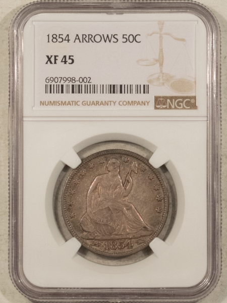 Liberty Seated Halves 1854 SEATED LIBERTY HALF DOLLAR – ARROWS – NGC XF-45