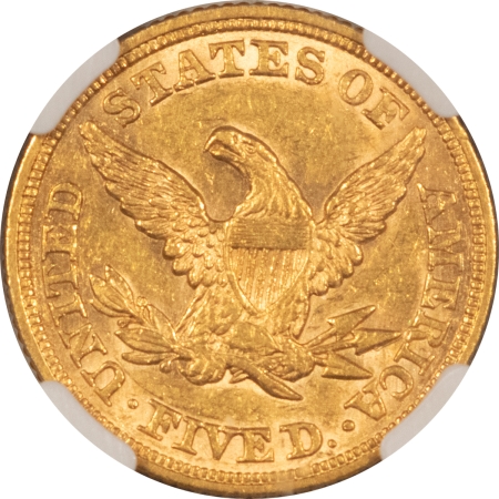 $5 1854 NO MOTTO $5 LIBERTY GOLD HALF EAGLE, DOUBLED DIE OBVERSE FS-101 – NGC AU-58