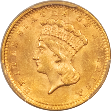 $1 1856 $1 INDIAN PRINCESS GOLD – SLANTED 5 PCGS MS-63