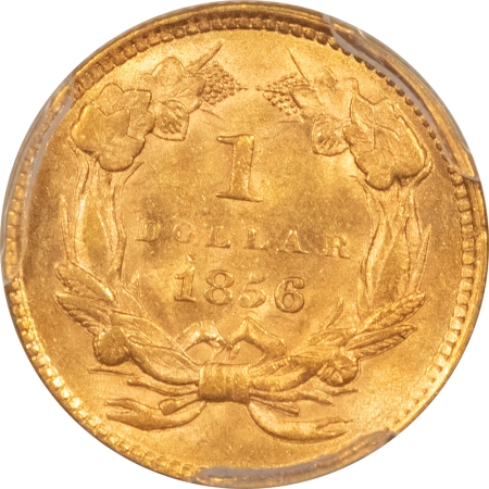 $1 1856 $1 INDIAN PRINCESS GOLD – SLANTED 5 PCGS MS-63