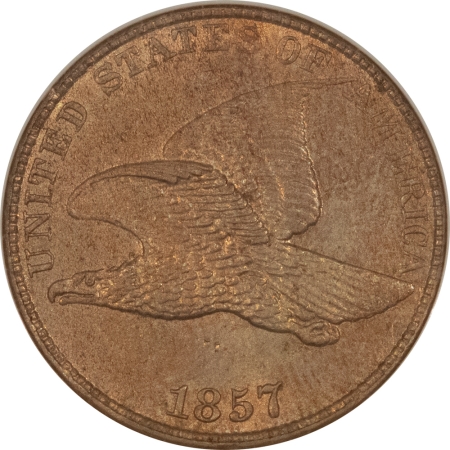 Flying Eagle 1857 FLYING EAGLE CENT – NGC MS-63, CHOICE, OLDER NGC HOLDER