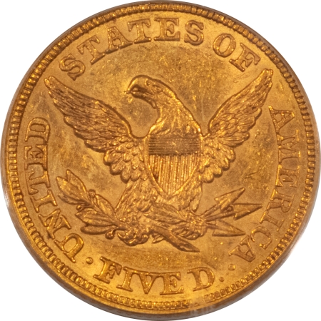 $5 1857 NO MOTTO $5 LIBERTY GOLD HALF EAGLE – PCGS AU-58, PREMIUM QUALITY & CAC!