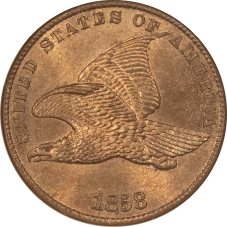 CAC Approved Coins 1858 FLYING EAGLE CENT, SM LETTER – NGC MS-64, FATTIE HOLDER, PQ & CAC APPROVED!