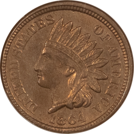 CAC Approved Coins 1864 INDIAN CENT, EAGLE EYE, COPPER NICKEL – NGC MS-63, FATTIE, PQ, CAC APPROVED