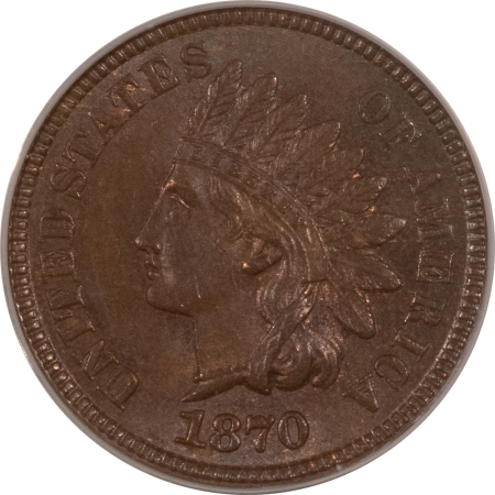 CAC Approved Coins 1870 INDIAN CENT – PCGS MS-62 BN, PREMIUM QUALITY+! CAC APPROVED!