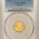 $1 1856 $1 INDIAN PRINCESS GOLD – SLANTED 5 PCGS MS-63