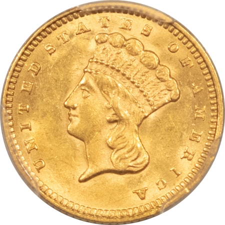 $1 1873 $1 INDIAN PRINCESS GOLD – OPEN 3 PCGS MS-62