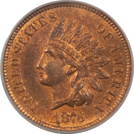 CAC Approved Coins 1876 INDIAN CENT – PCGS MS-64 RB, PREMIUM QUALITY & CAC APPROVED!