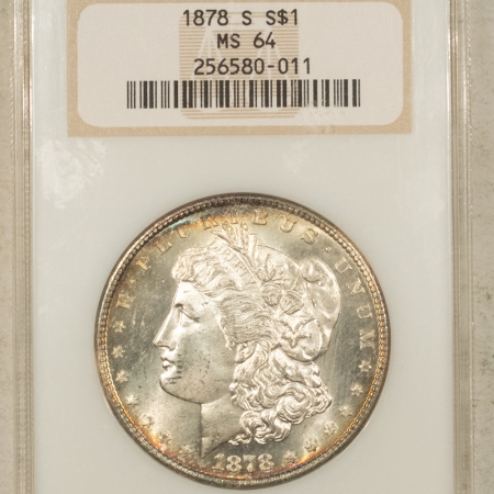 Morgan Dollars 1878-S $1 MORGAN DOLLAR – NGC MS-64, LOOKS 65, FATTY! PREMIUM QUALITY!