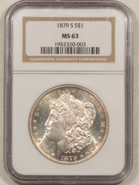 Morgan Dollars 1879-S $1 MORGAN DOLLAR – NGC MS-63, CHOICE SEMI-PROOFLIKE!