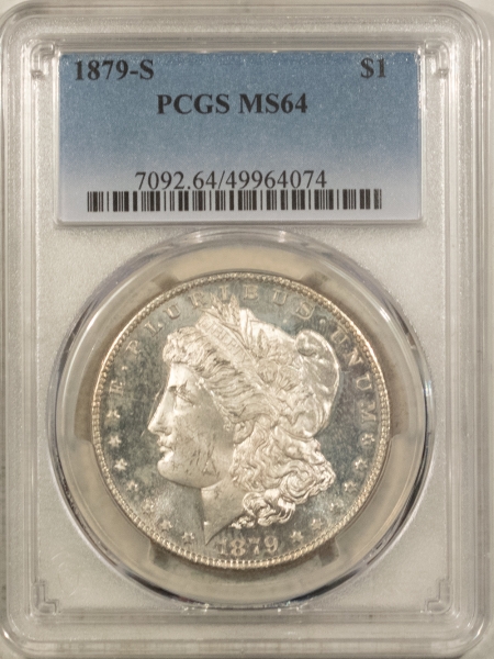 Morgan Dollars 1879-S $1 MORGAN DOLLAR – PCGS MS-64, FLASHY & SEMI-PROOFLIKE!