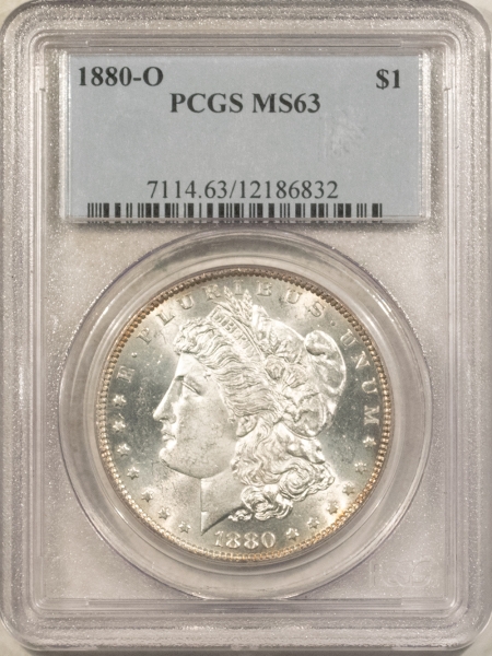 Morgan Dollars 1880-O $1 MORGAN DOLLAR – PCGS MS-63, BLAST WHITE & CHOICE!