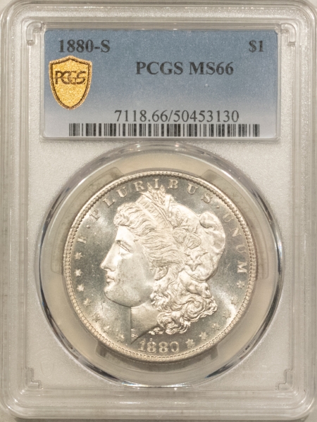 Morgan Dollars 1880-S $1 MORGAN DOLLAR – PCGS MS-66, BLAZING WHITE & PREMIUM QUALITY!