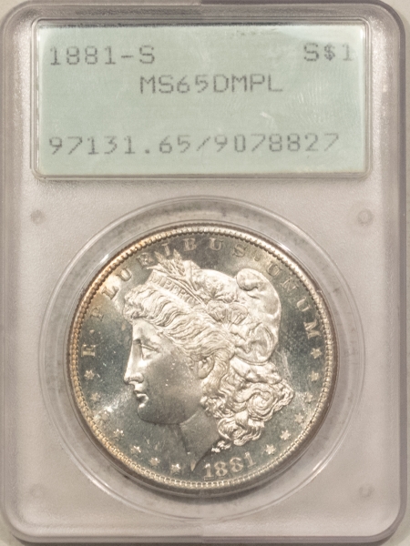 Morgan Dollars 1881-S $1 MORGAN DOLLAR – PCGS MS-65 DMPL, PREMIUM QUALITY!