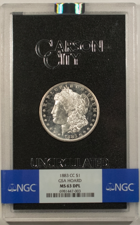 Morgan Dollars 1883-CC $1 MORGAN DOLLAR GSA NGC MS-63 DPL W/ BOX & COA! DEEP MIRROR PROOFLIKE!