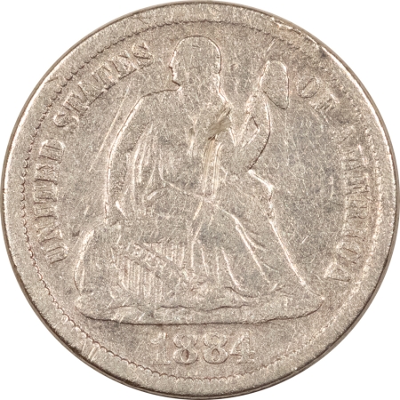 Liberty Seated Dimes 1884 SEATED LIBERTY DIME – DECENT EXAMPLE WITH MINOR ISSUE, STRONG DETAILS!