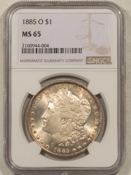 Morgan Dollars 1885-O $1 MORGAN DOLLAR – NGC MS-65, GEM! PREMIUM QUALITY!