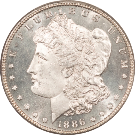 Morgan Dollars 1886 $1 MORGAN DOLLAR – PCGS MS-65 PL, GREAT CONTRAST!