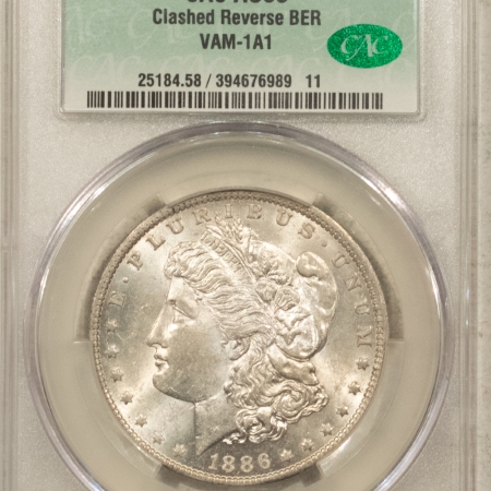 CAC Approved Coins 1886-O $1 MORGAN DOLLAR – CAC AU-58, CLASHED REVERSE BER, VAM-1A1, STRONG PQ++