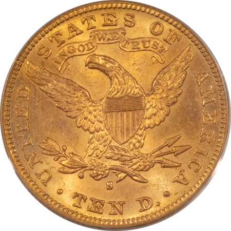 $10 1888-S $10 LIBERTY GOLD EAGLE – PCGS MS-63, CHOICE TOUGHER DATE, 5K IN MS-64!